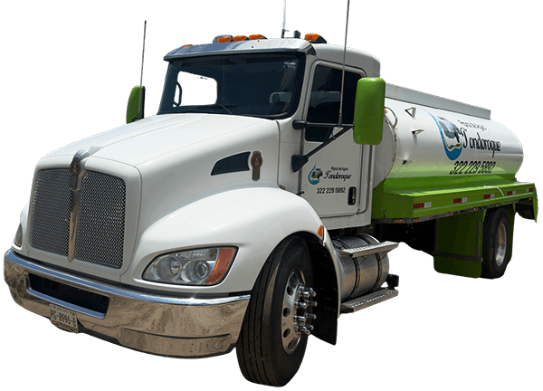 A modern white water tanker truck against a light background.